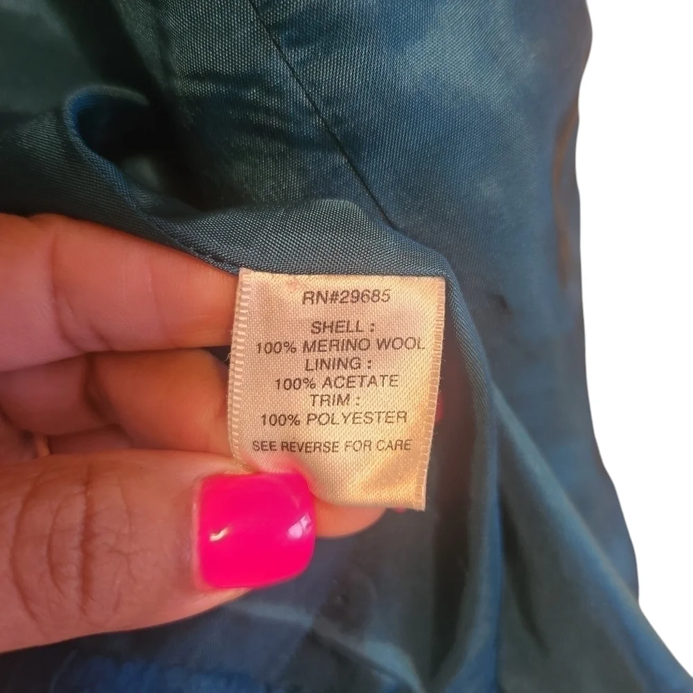 VINTAGE PENDELTON TEAL MERINO WOOL BLAZER SIZE SMALL